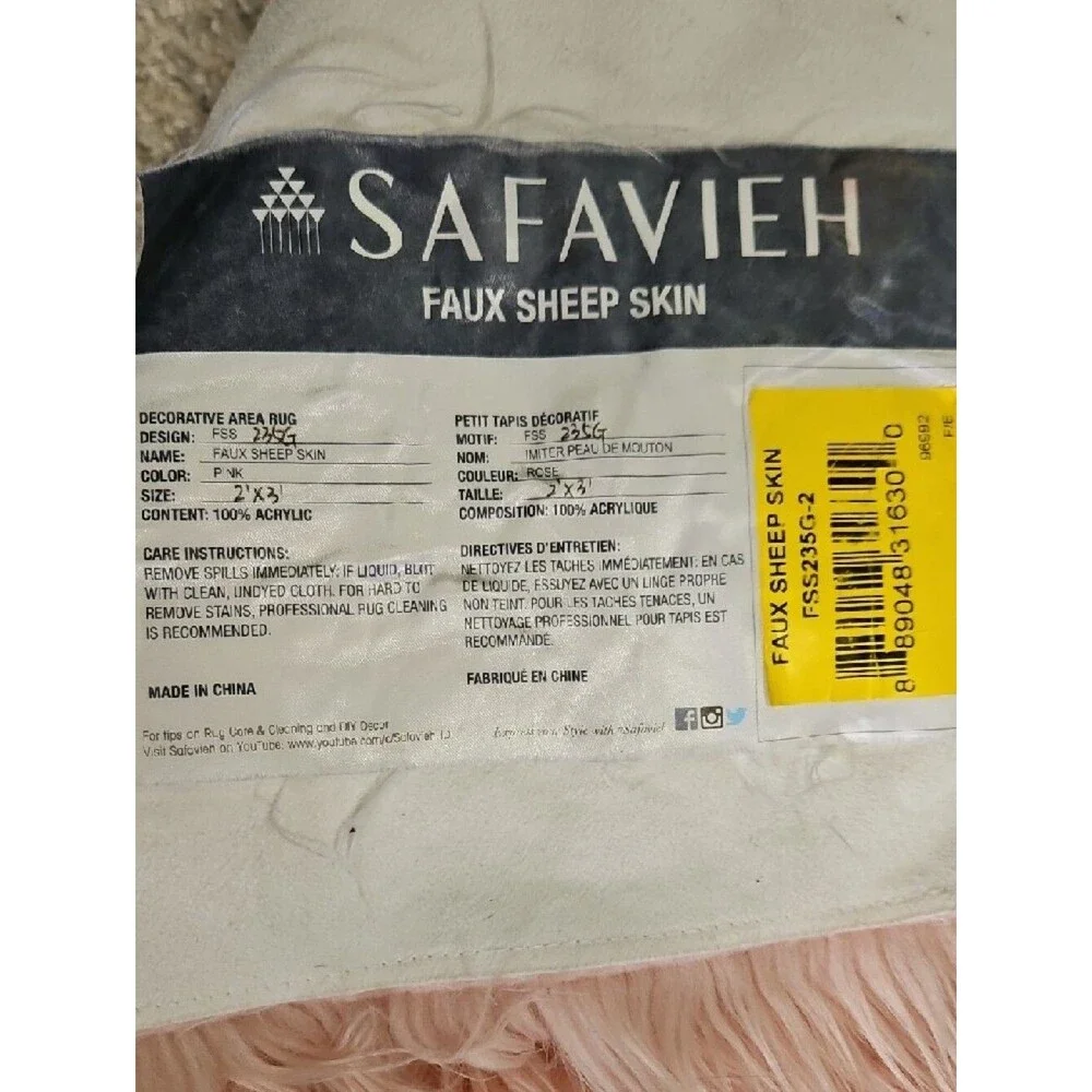 Safavieh Faux Sheep Skin Rug - Blush Pink